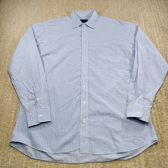 Vintage Gitman Bros Shirt Men 16.5 34 Blue Striped USA Made Lightweight Cotton - Picture 3 of 9